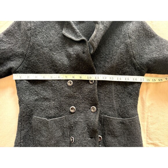 L.L. Bean Pea Coat Womens Small Black Double Breasted 100% Wool Jacket Vintage - Picture 4 of 5